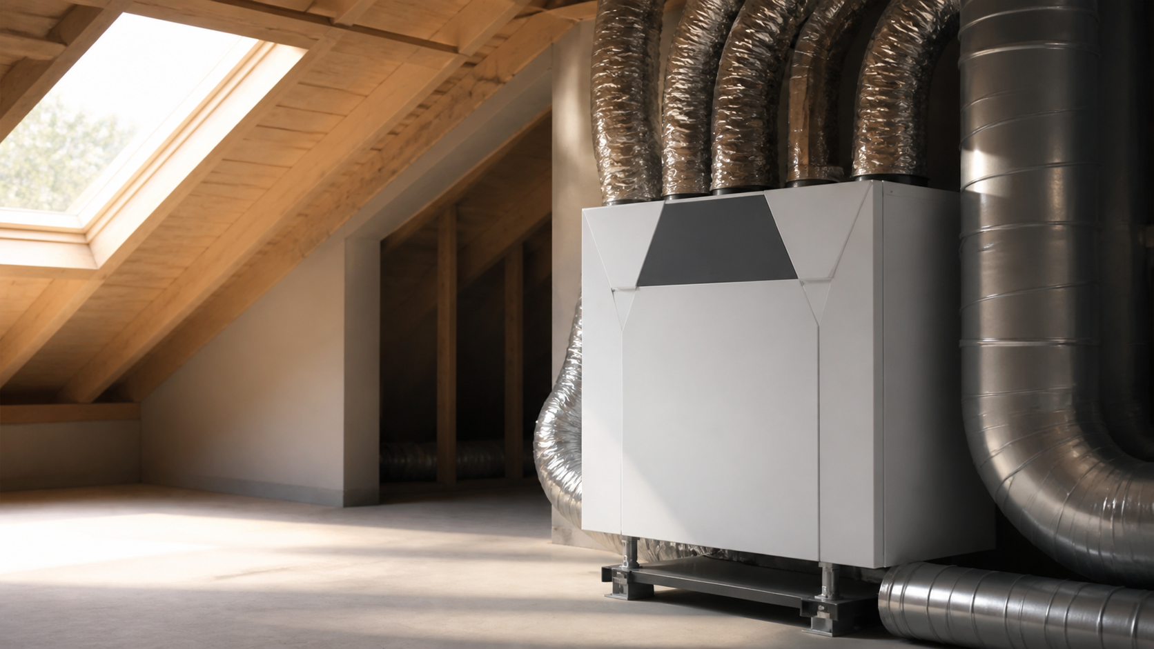 Installation VMC dans des combles avec gaines de ventilation